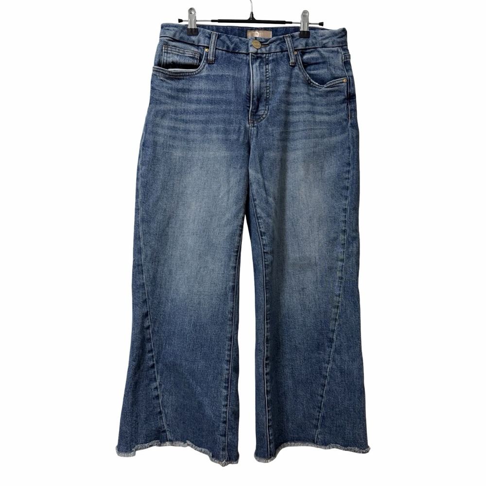 KUT from the Kloth Womens MEG Wide Leg Raw Hem Jeans Size 4P Medium Wash Boho